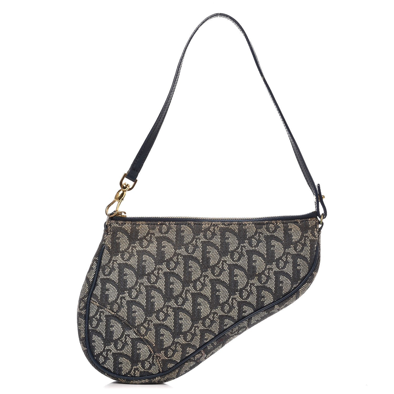 Christian Dior Monogram Mini Saddle Pochette Navy 1 of 11
