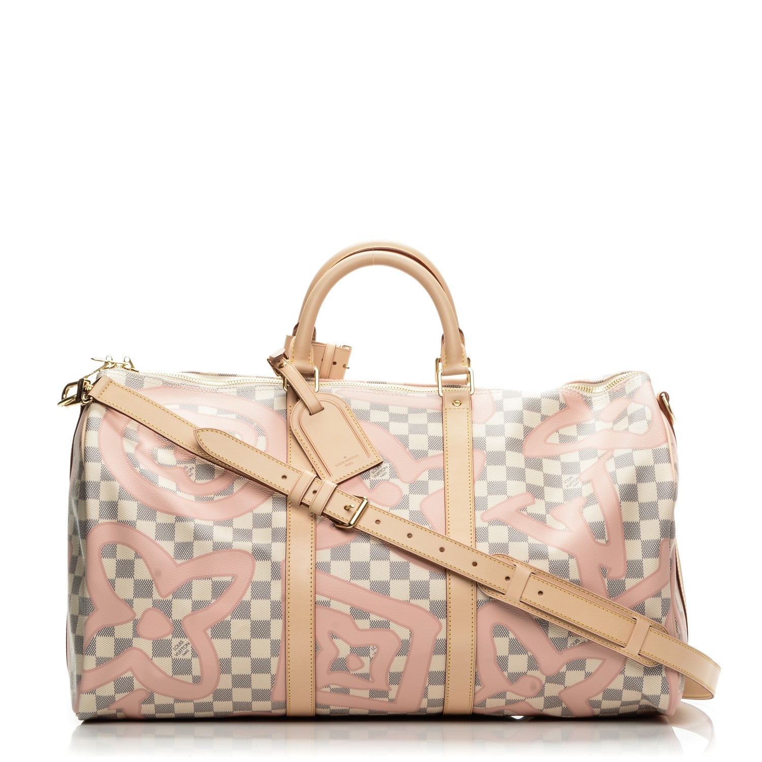 Louis Vuitton Damier Azur Tahitienne Keepall Bandouliere 50 Rose Ballerine 1 of 7
