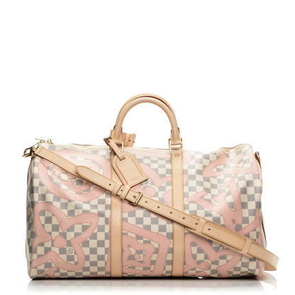 Louis Vuitton Damier Azur Tahitienne Keepall Bandouliere 50 Rose Ballerine 1 of 7