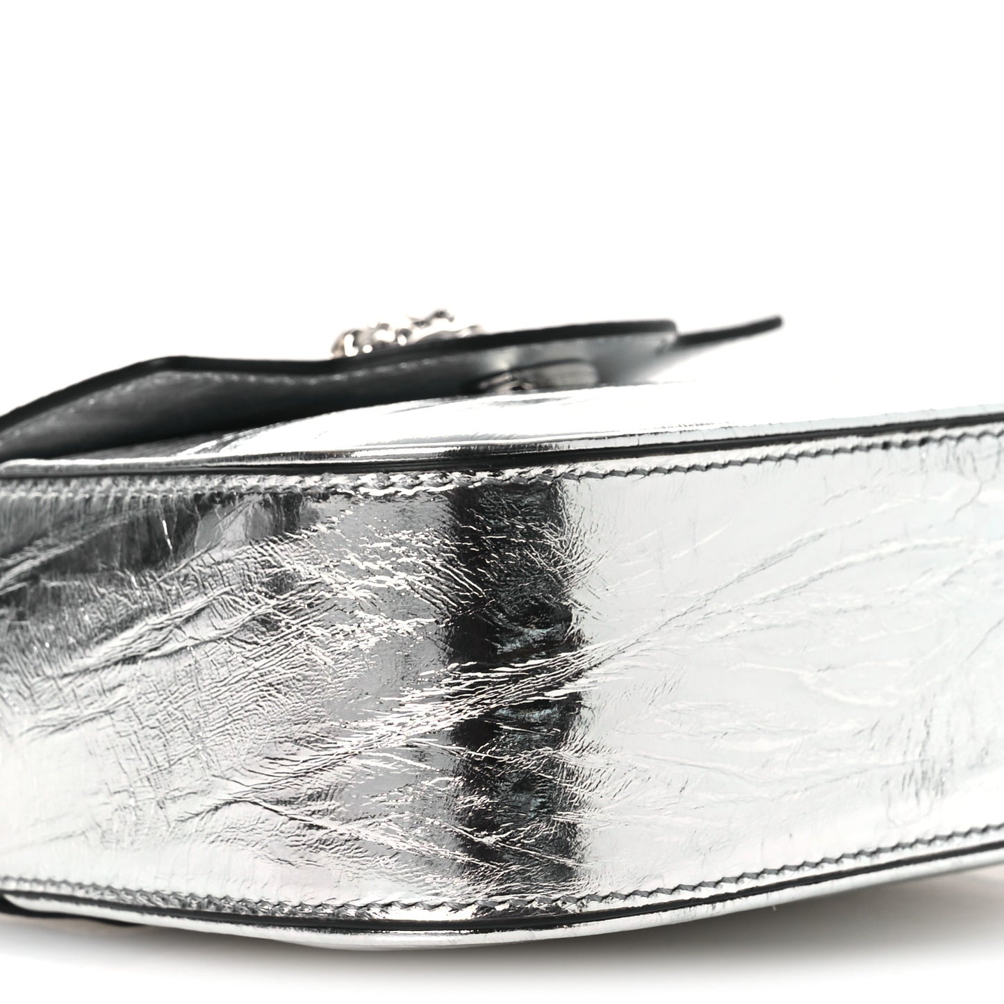 Metallic Crackled Lambskin Mini La Medusa Silver