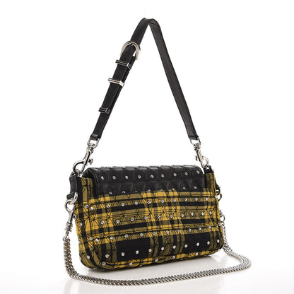 Versace Calfskin Tartan Studded Medusa Chain Flap Bag Yellow 3 of 7