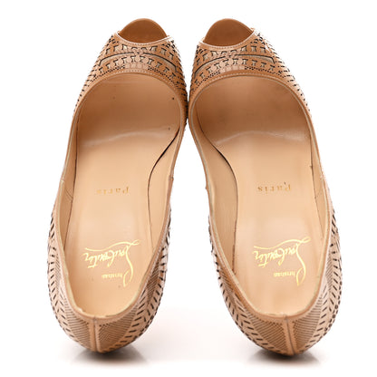Christian Louboutin Patent Suede Burma Laser Cut Suellena 120 Pumps 35.5 Nude 2 of 8