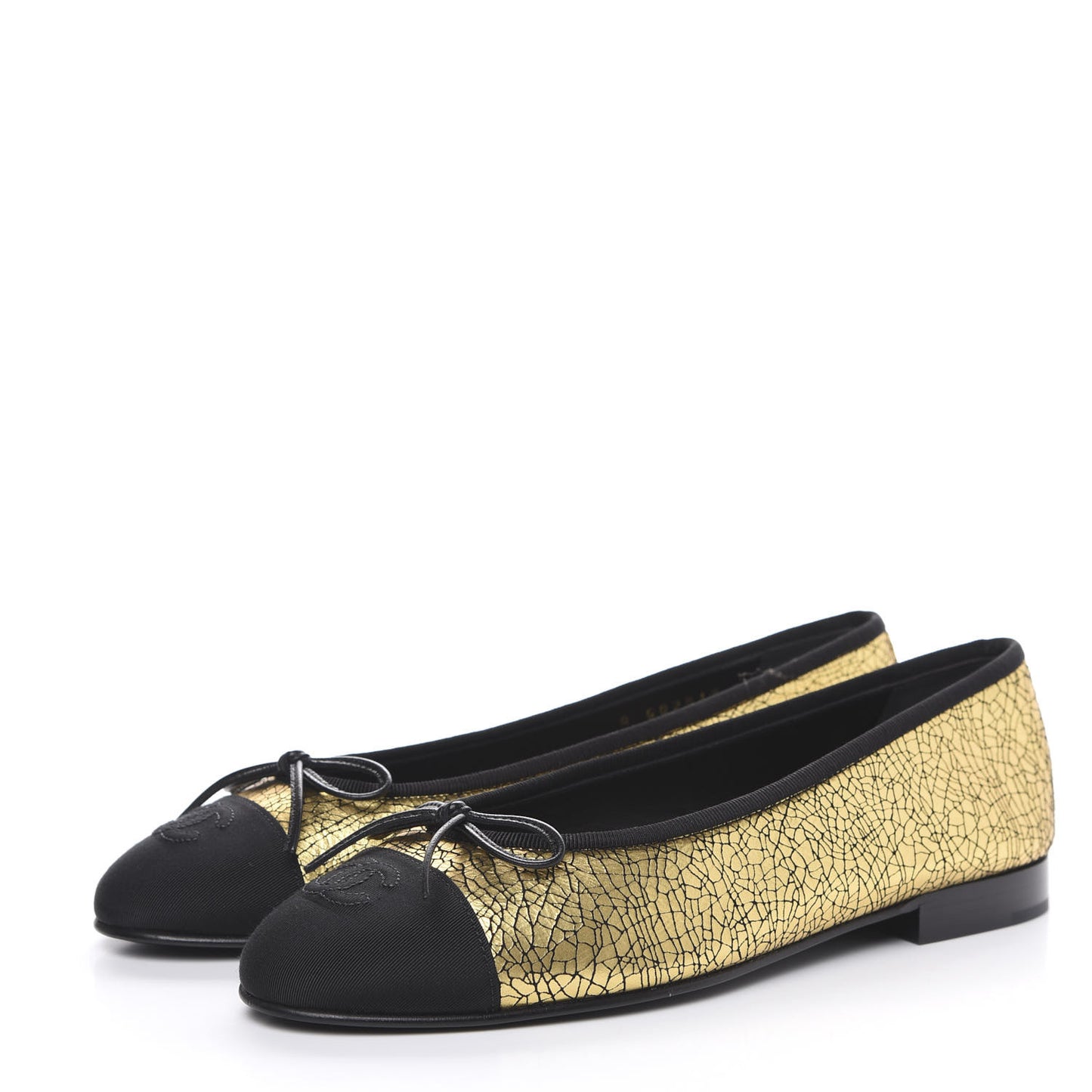 Metallic Calfskin Cap Toe CC Ballerina Flats 38 Gold