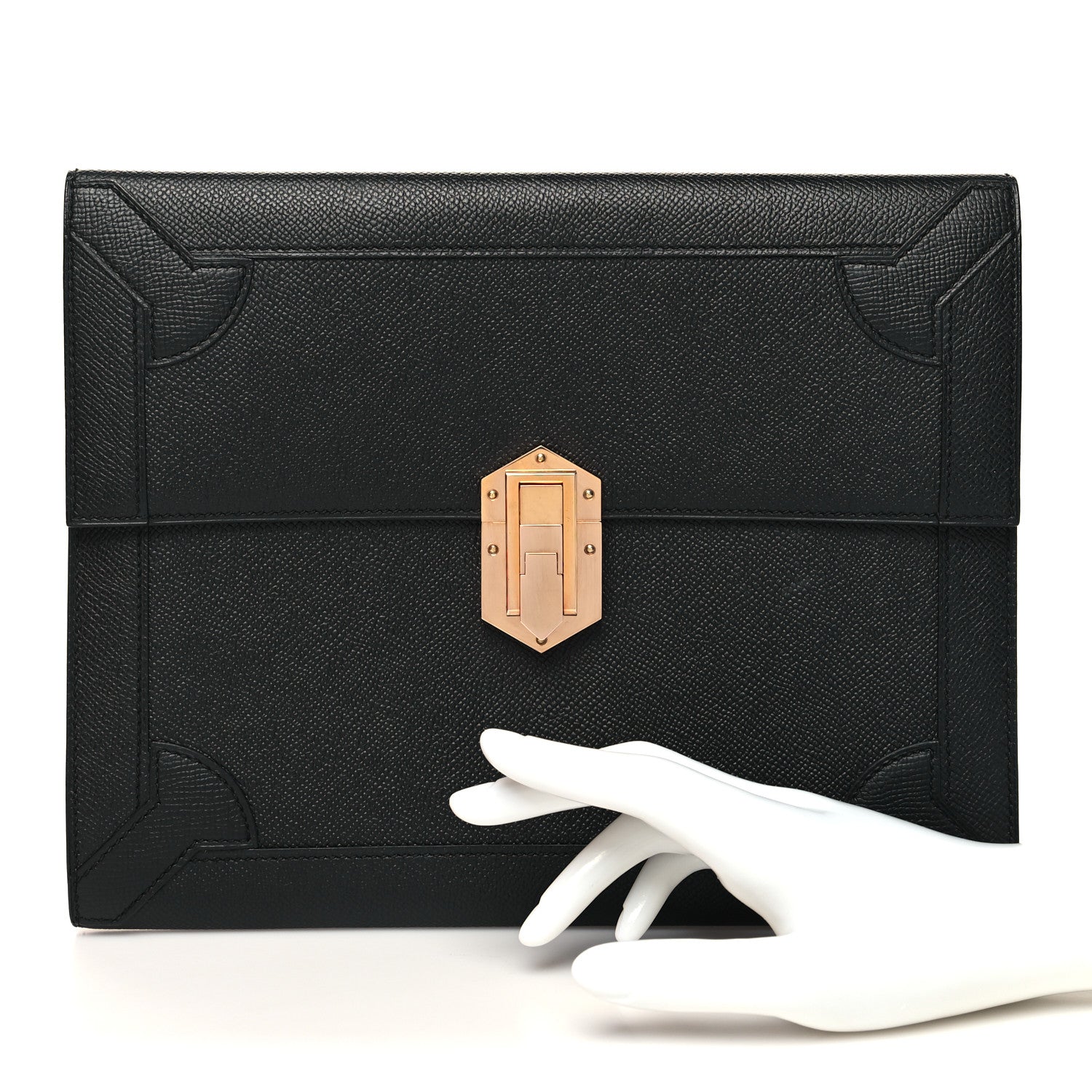 Hermes Epsom Fleche D Or Clutch Black 2 of 12