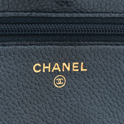 Chanel Caviar Quilted Wallet on Chain WOC Navy Blue 8 of 19