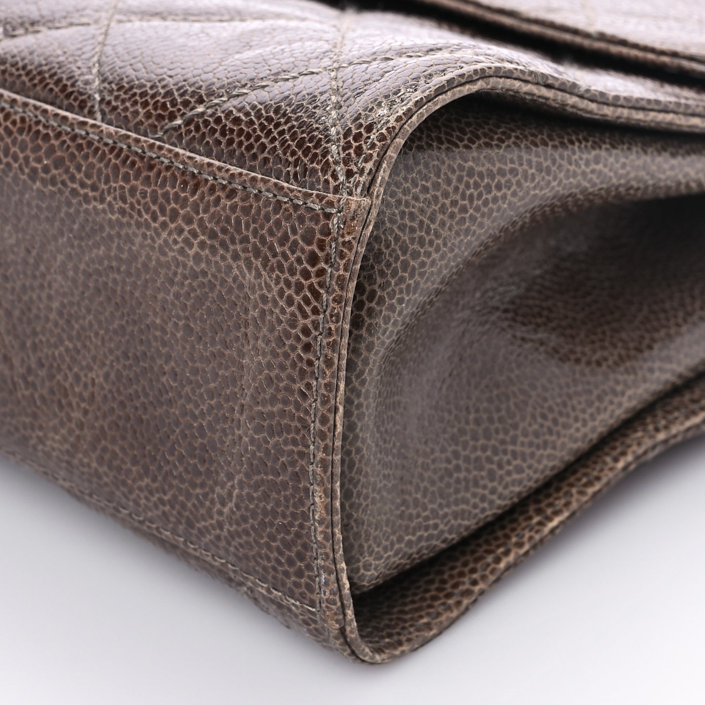 Crumpled Grained Calfskin Medium CC Crave Flap Brown