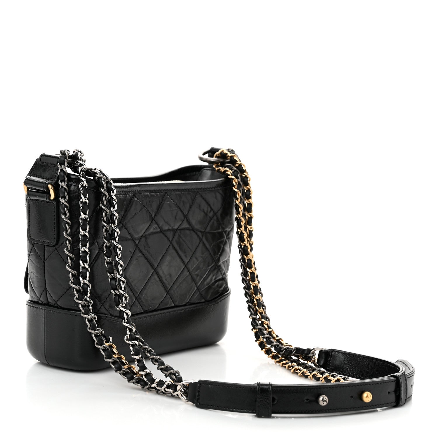 Chanel Aged Calfskin Quilted Small Gabrielle Hobo Black 3 of 12
