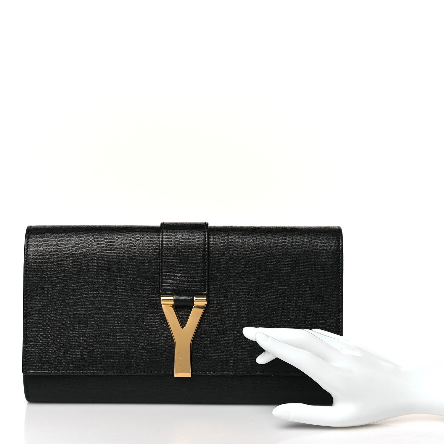Saint Laurent Textured Calfskin Classic Y Ligne Clutch Black 2 of 8