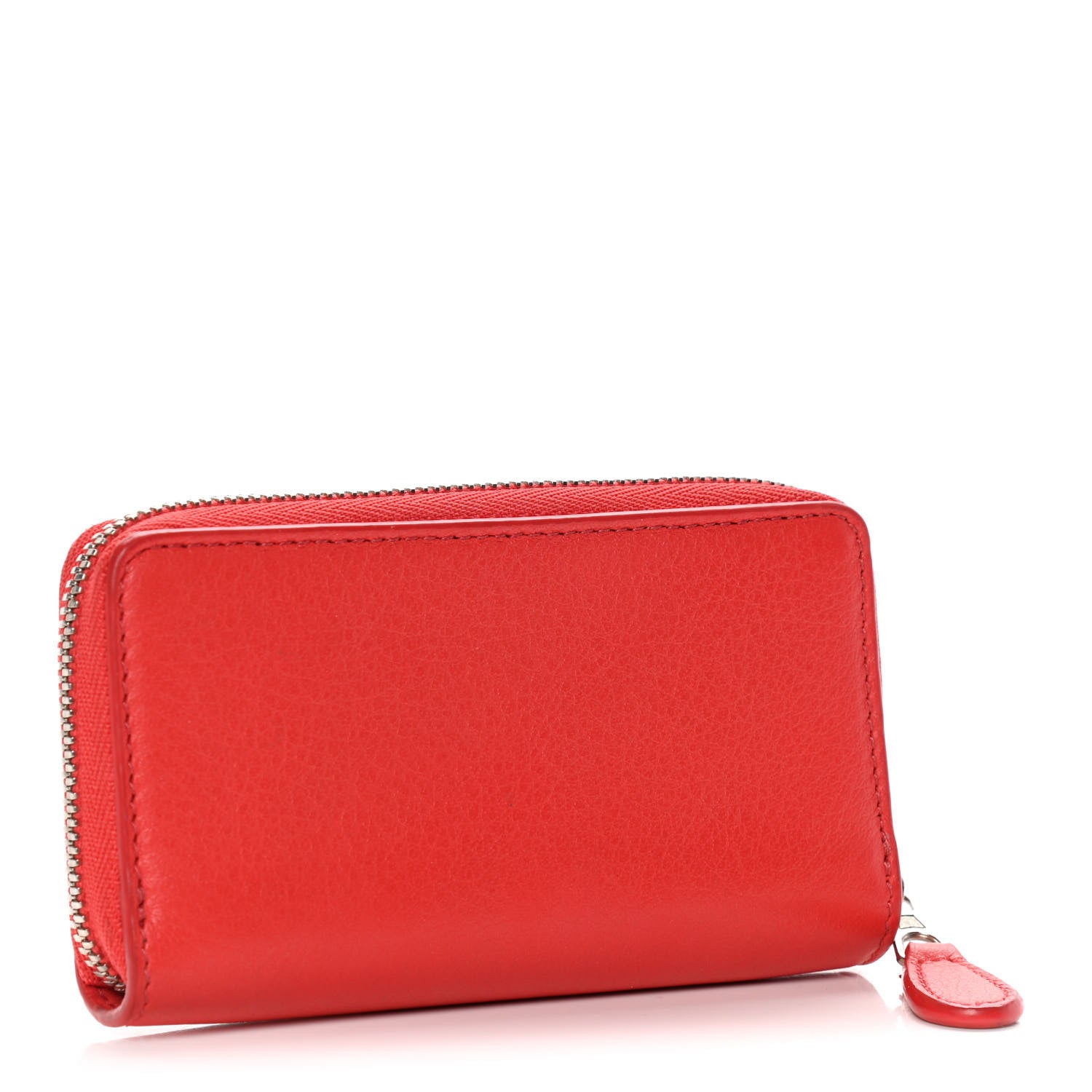 Balenciaga Calfskin Political Campaign Logo Zip Around Card Holder Vivid Red 3 of 13