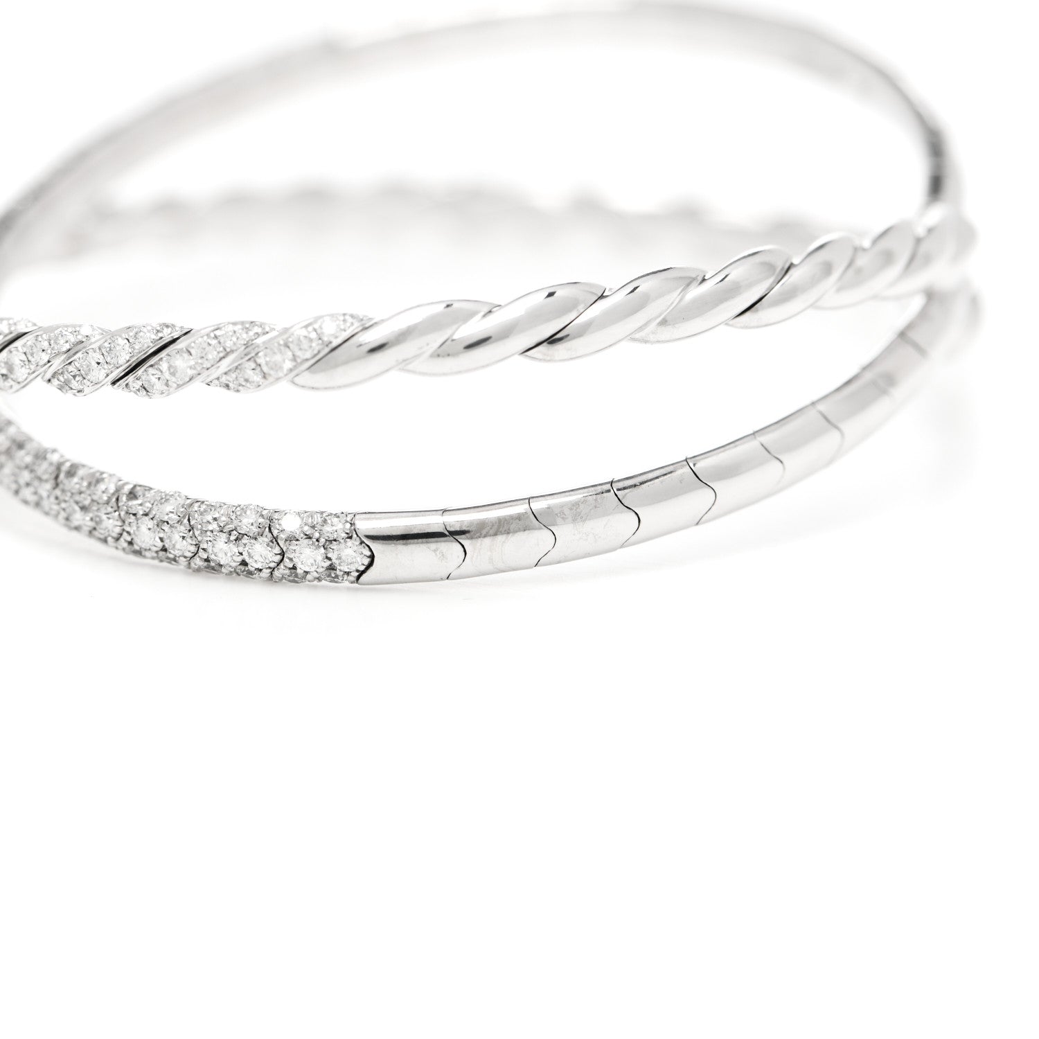 David Yurman 18K White Gold Diamond Paveflex Two Row Bracelet 4 of 4