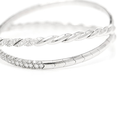 David Yurman 18K White Gold Diamond Paveflex Two Row Bracelet 4 of 4
