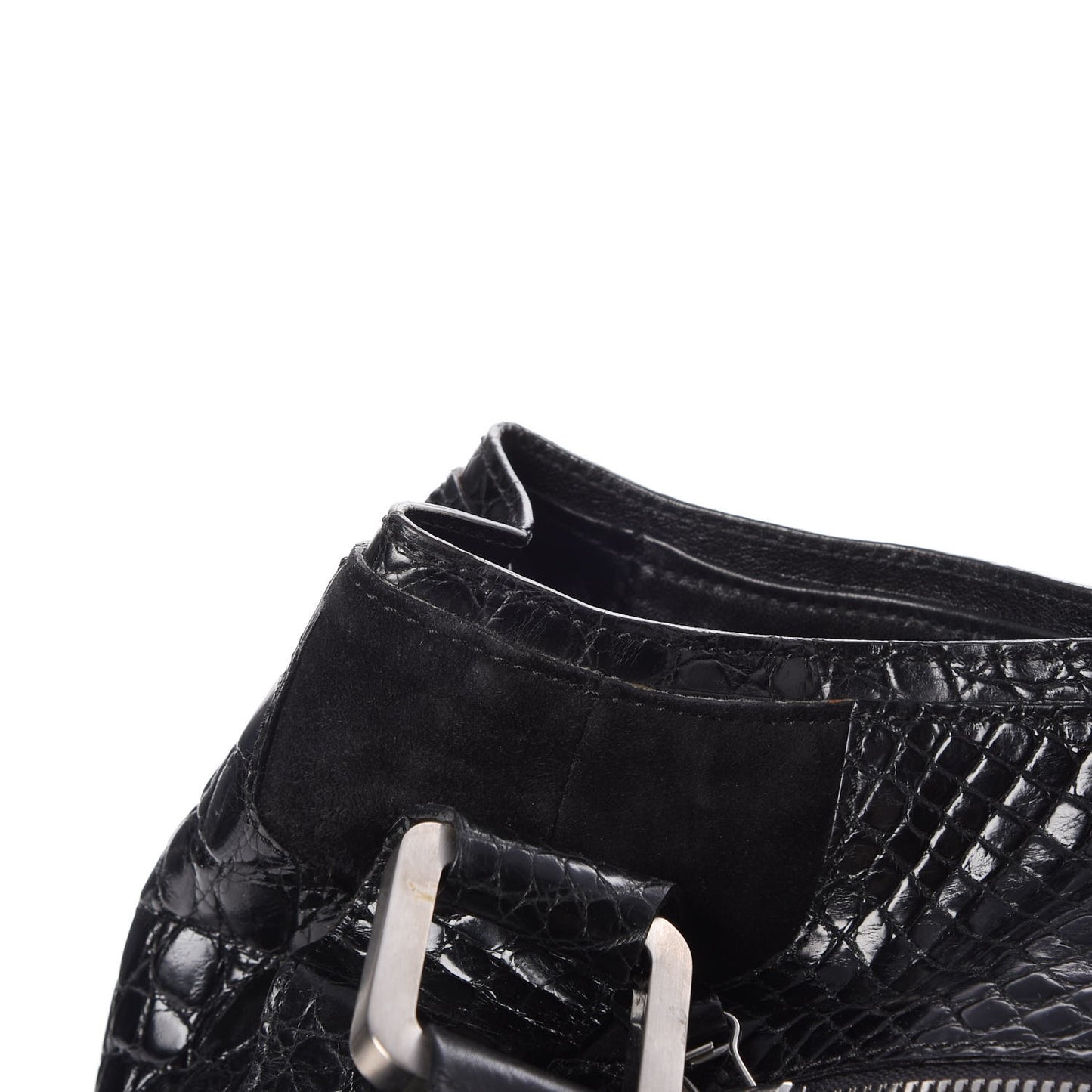 Croc Calfskin Embossed Mahala Black