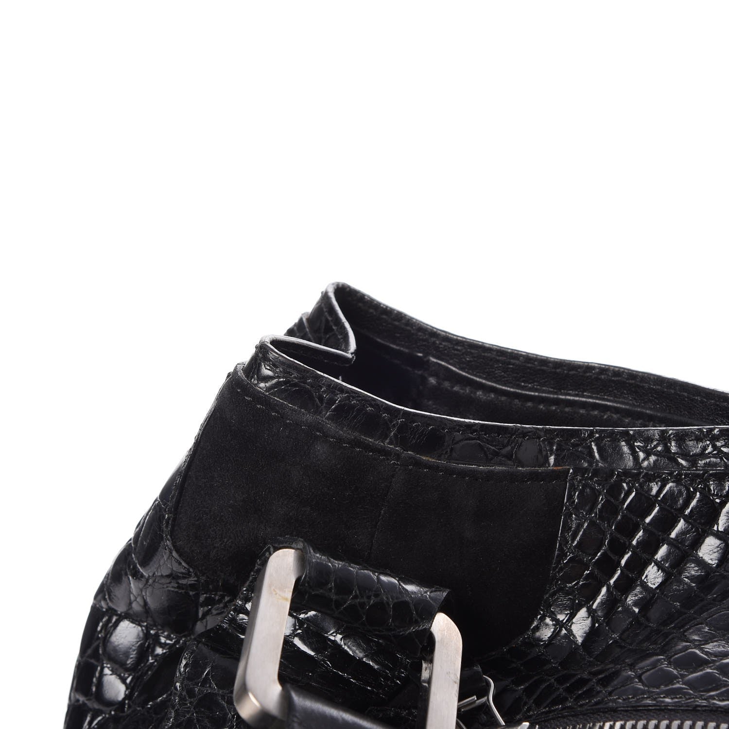 Jimmy Choo Croc Calfskin Embossed Mahala Black 10 of 10