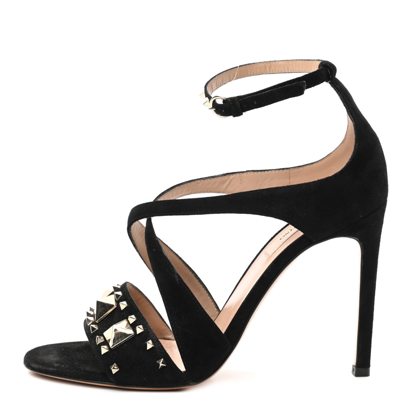 Suede Rockstud Lovestud Ankle Strap 100 Sandals 36.5 Black