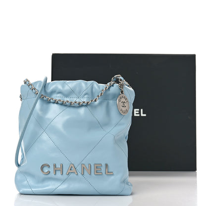 Chanel Shiny Calfskin Quilted Mini Chanel 22 Light Blue 10 of 10