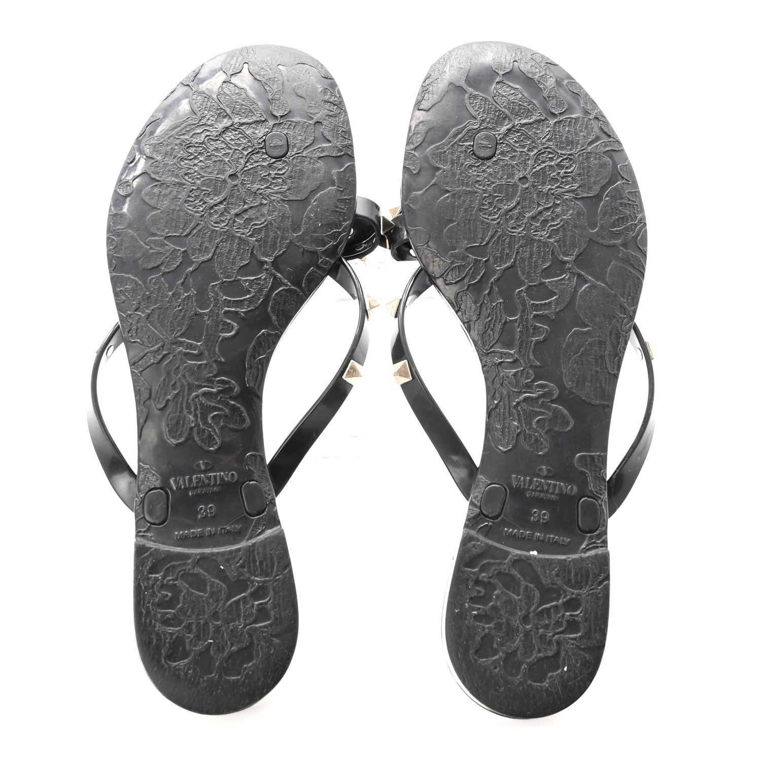 Valentino Garavani PVC Jelly Rockstud Bow Thong Sandals 39 Black 6 of 9
