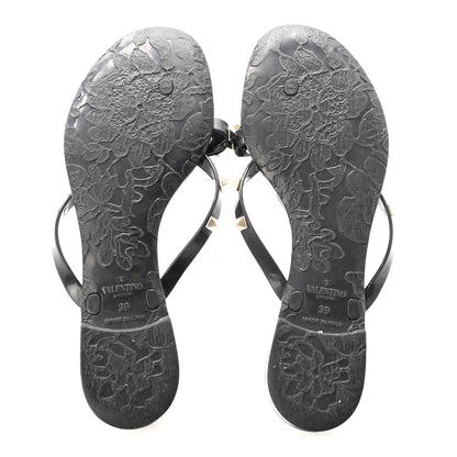 Valentino Garavani PVC Jelly Rockstud Bow Thong Sandals 39 Black 6 of 9