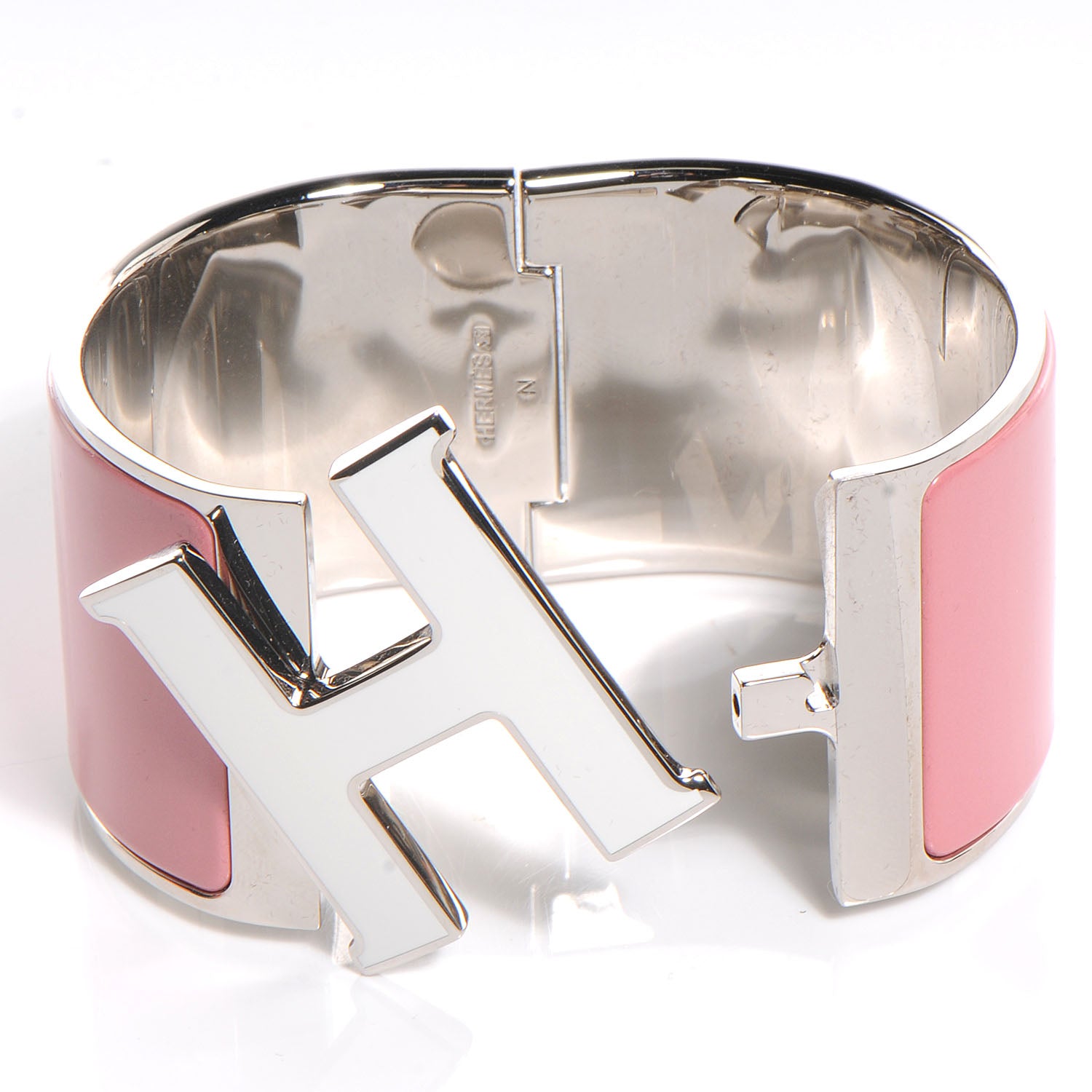Hermes Enamel Clic Clac H Extra Wide Bracelet PM Vieux Rose 3 of 5