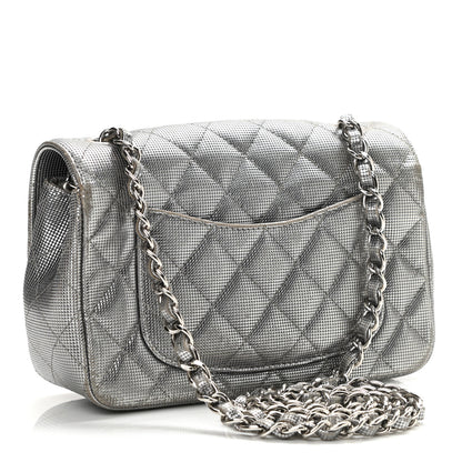 Chanel Metallic Calfskin Quilted Pixel Effect Mini Rectangular Flap Dark Silver 5 of 16