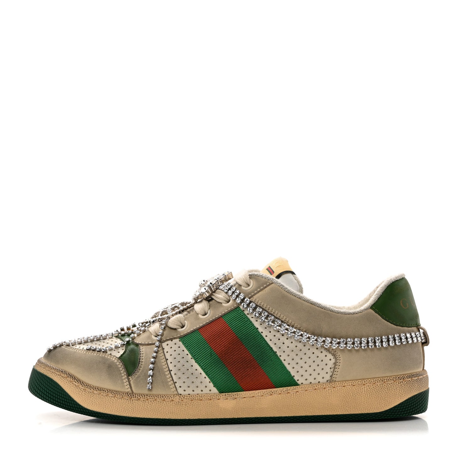 Nubuck Calfskin Web Removable Crystals Mens Screener Sneakers 9 Dusty Milk New Mystic White