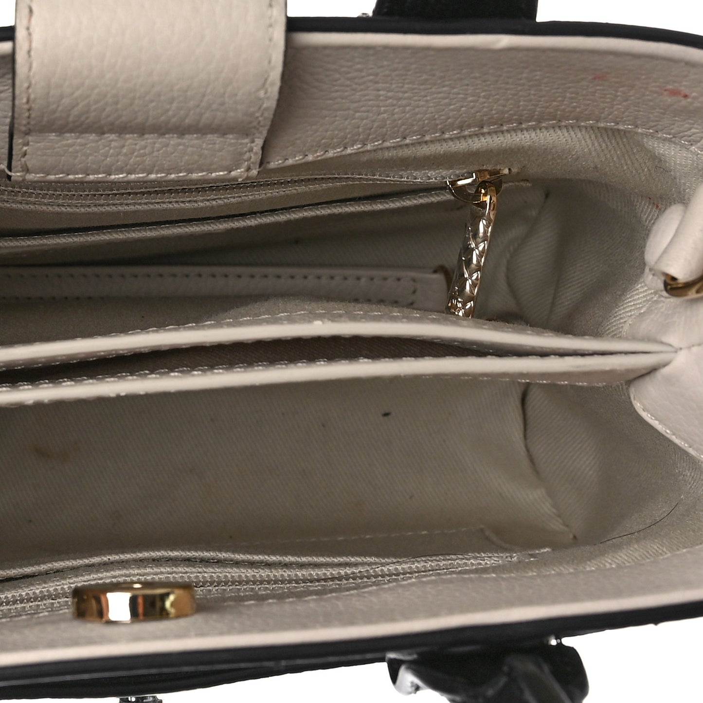 Grained Calfskin Mini Bi-Color Neo Executive Shopper Tote Black Beige