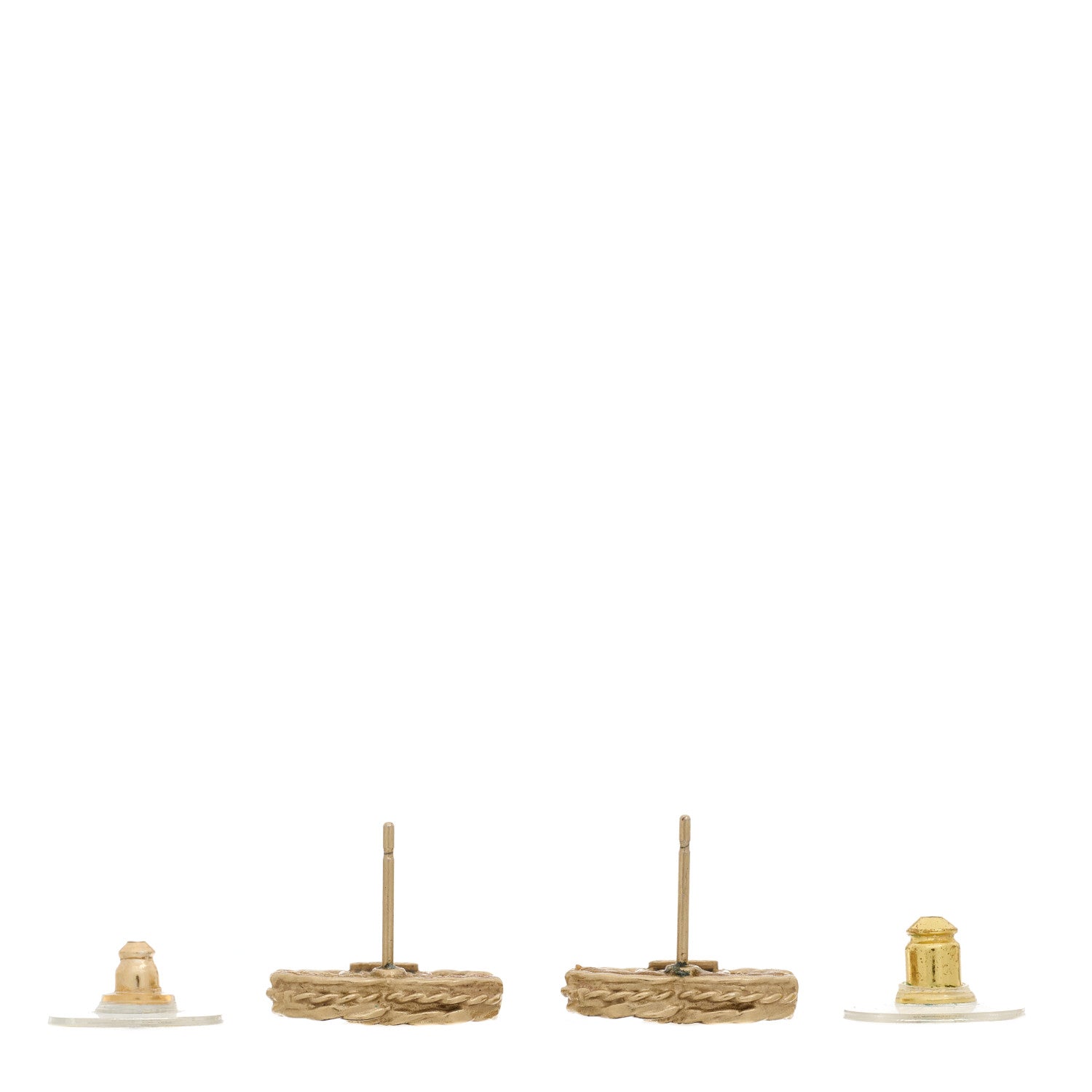 Chanel Crystal Timeless CC Earrings Light Gold Grey 3 of 5