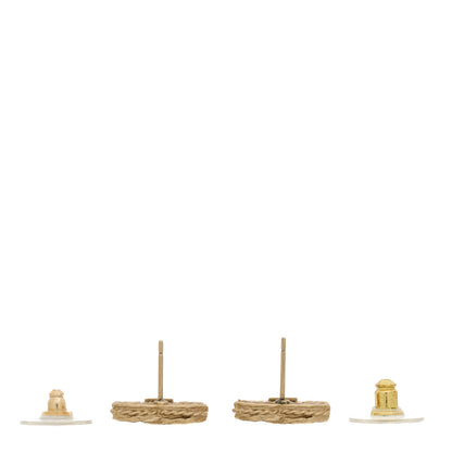 Chanel Crystal Timeless CC Earrings Light Gold Grey 3 of 5