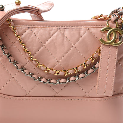 Chanel Aged Calfskin Quilted Small Gabrielle Hobo Pink 10 of 10