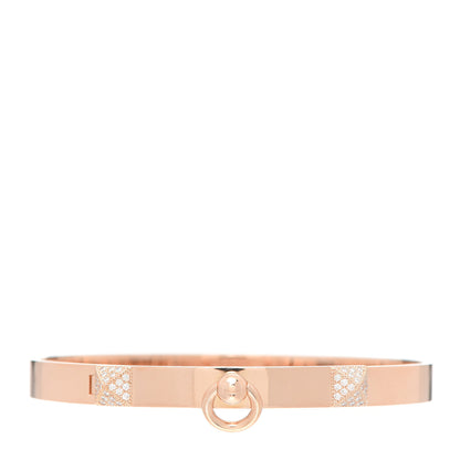 Hermes 18K Rose Gold Diamond PM Collier De Chien Bracelet ST 1 of 5
