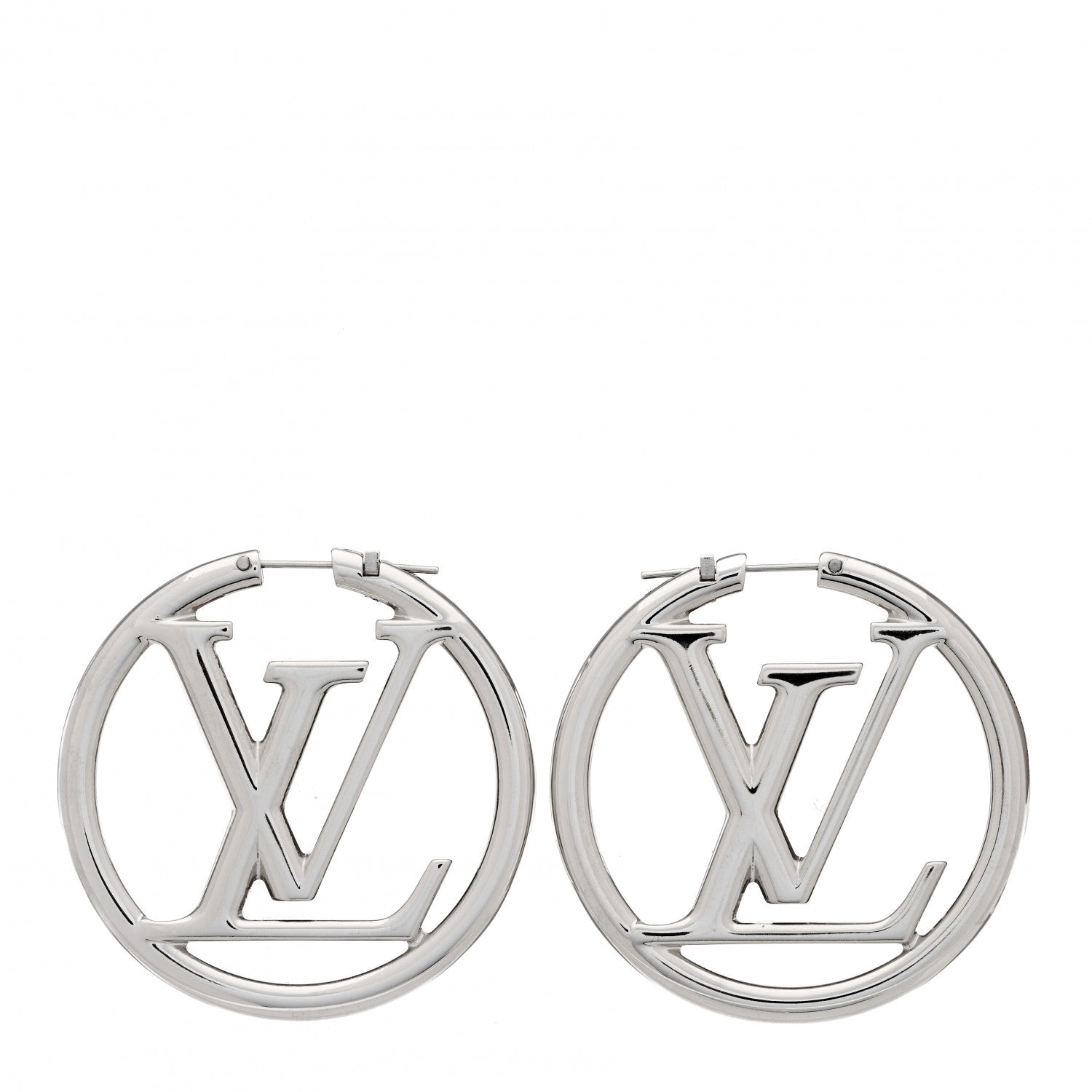 Louis Vuitton Palladium Louise Hoop Earrings Silver 1 of 4