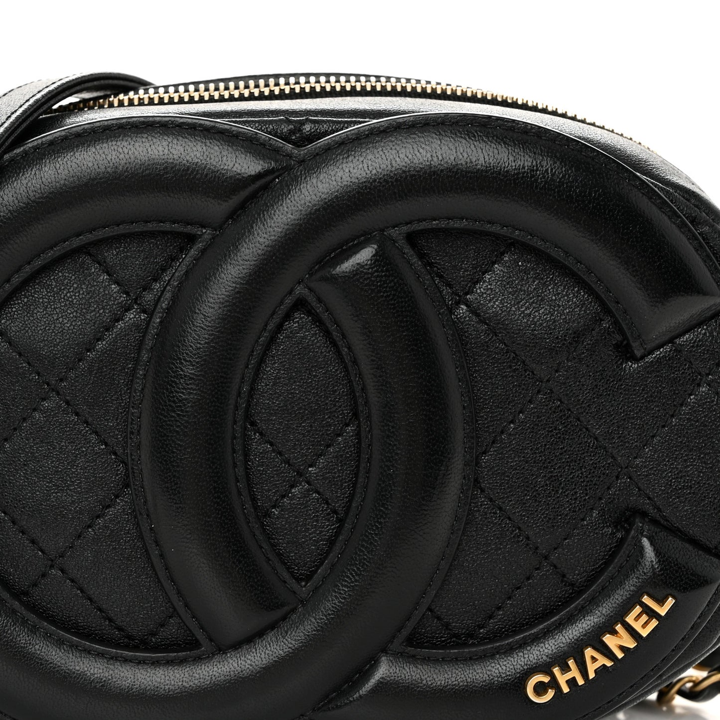 Lambskin Quilted Coco Midnight Camera Case Black