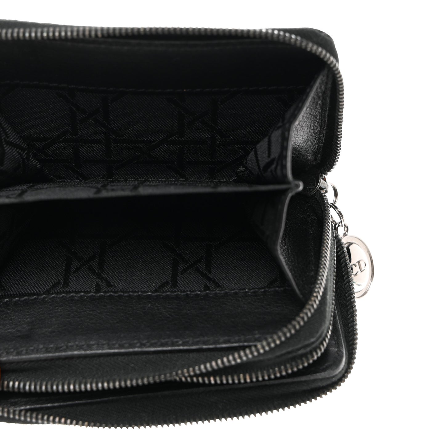 Suede Cannage 6 Key Holder Coin Wallet Black