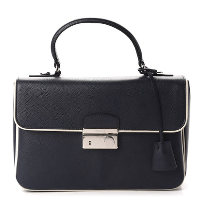 Prada Saffiano Lux Sound Top Handle Baltico Talco 1 of 10