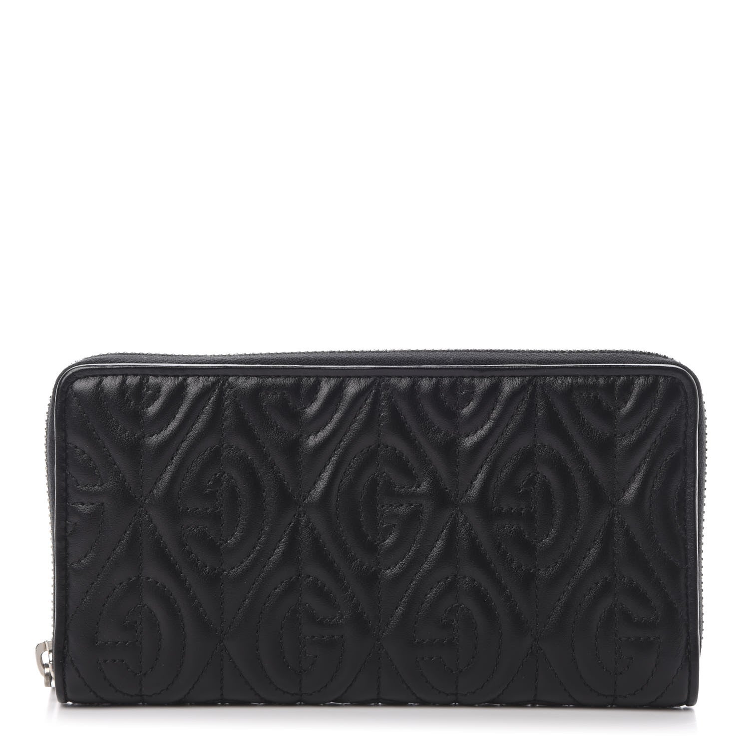 Gucci Calfskin G Rhombus Quilted Zip Around Wallet Black 1 of 7
