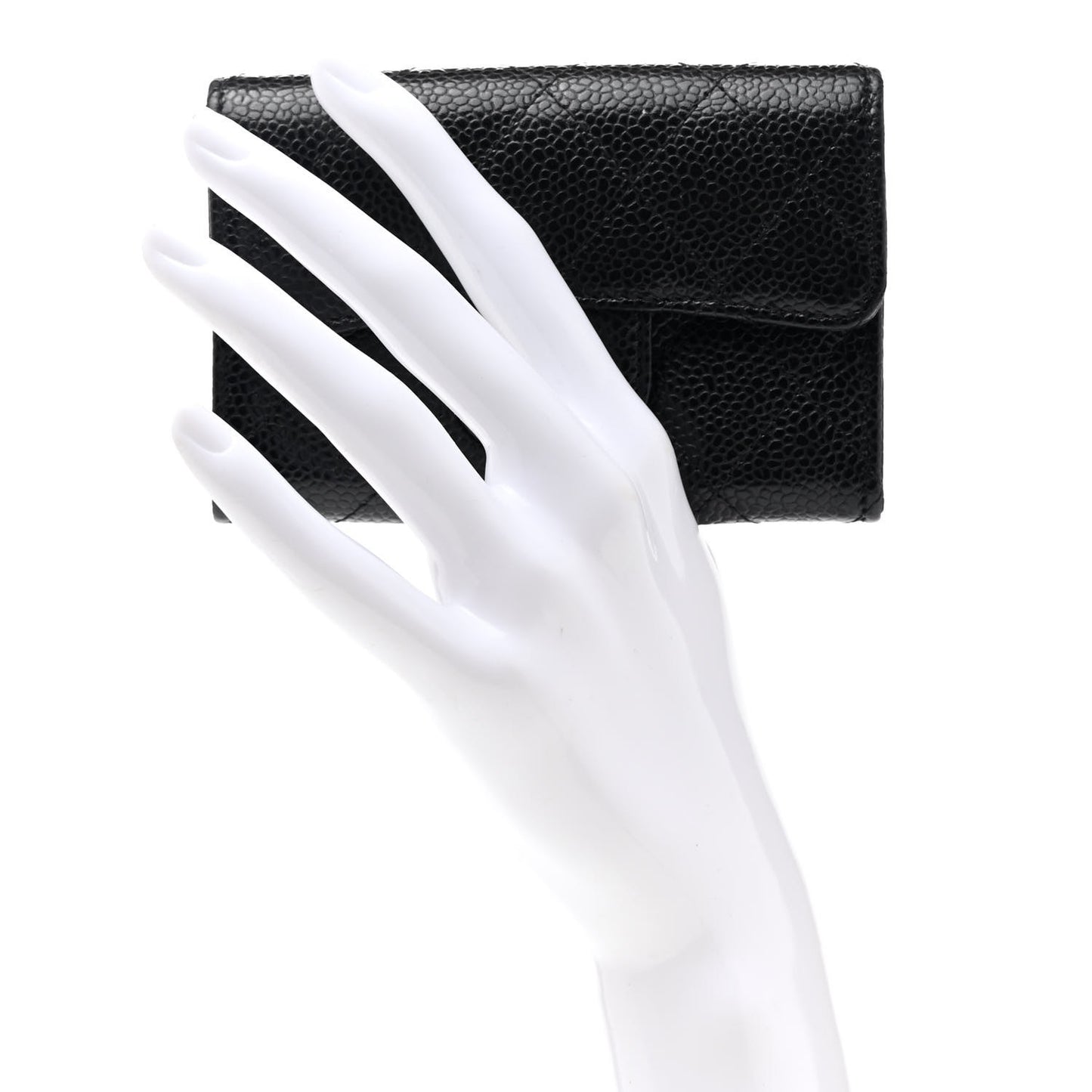 Caviar Quilted Flap Card Holder Black