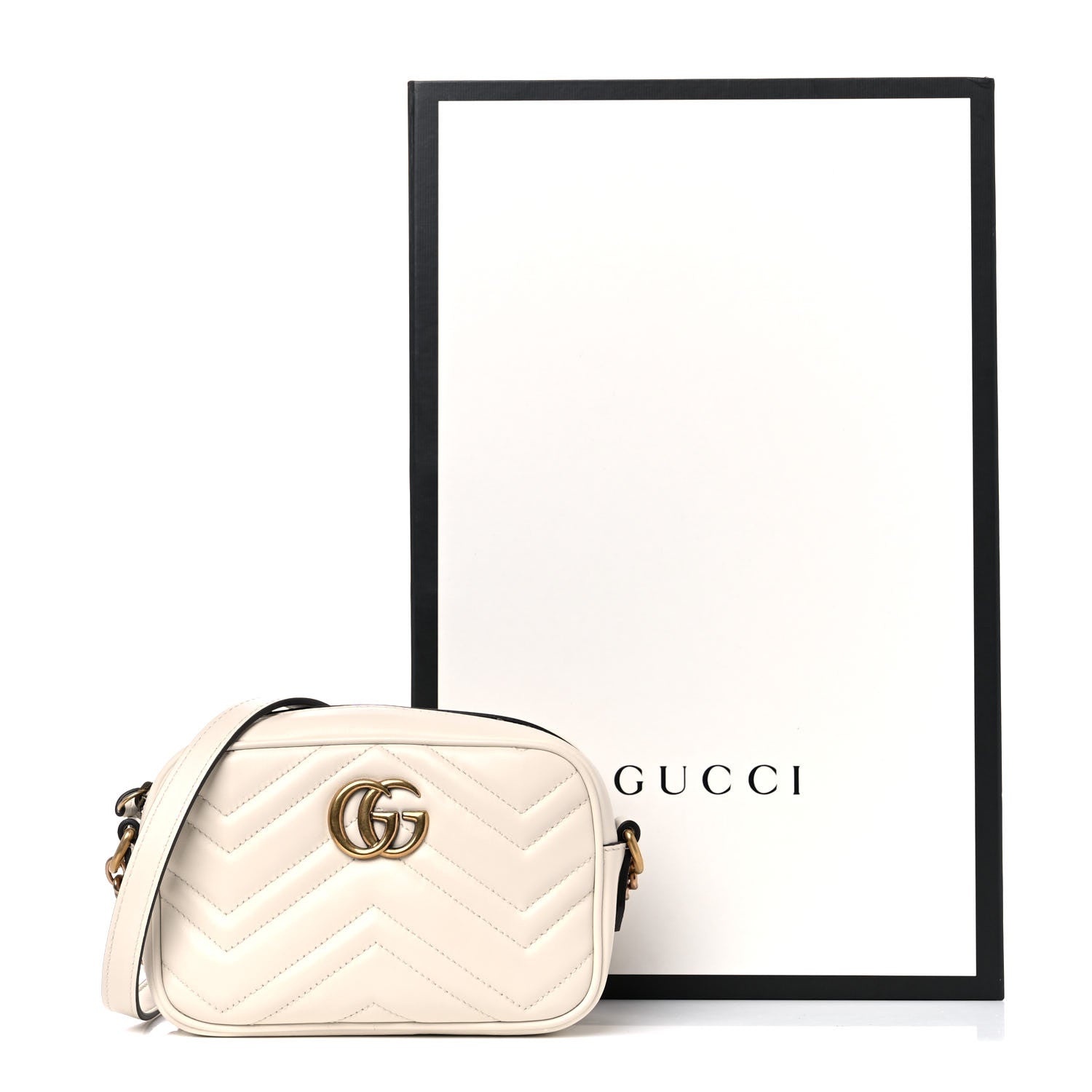 Gucci Calfskin Matelasse Mini GG Marmont Chain Shoulder Bag White 11 of 11