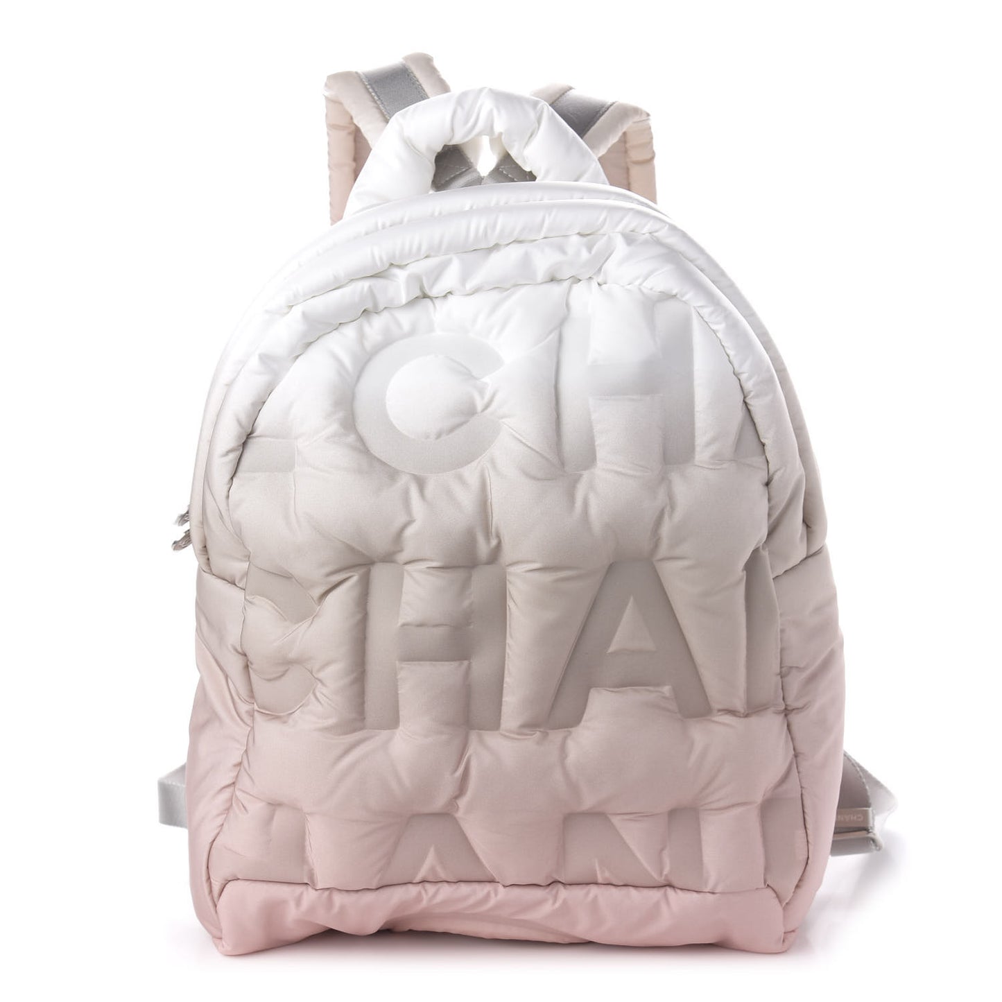 Nylon Embossed Small Doudoune Backpack Pink Grey White