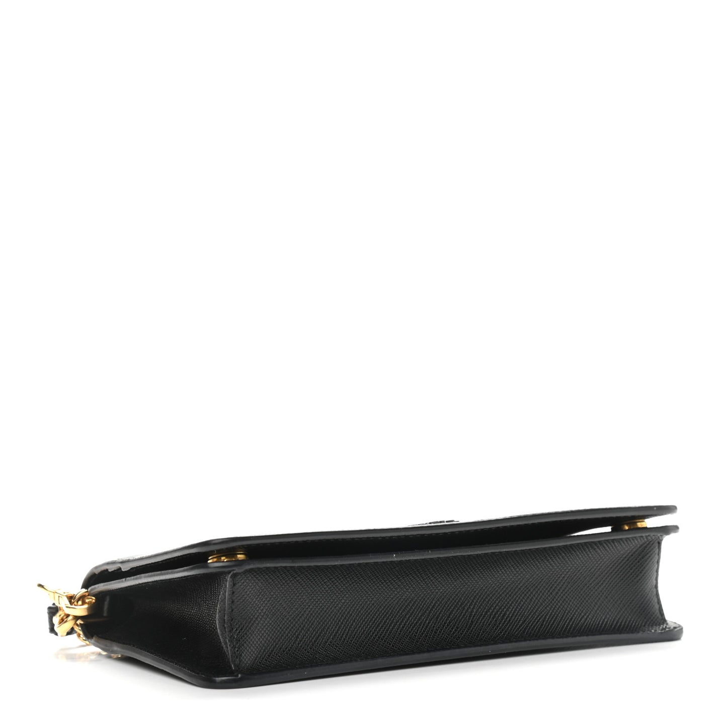 Saffiano Shine Monochrome Chain Wallet Black