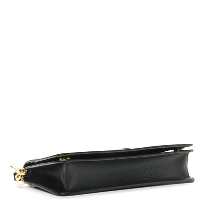 Prada Saffiano Shine Monochrome Chain Wallet Black 3 of 7