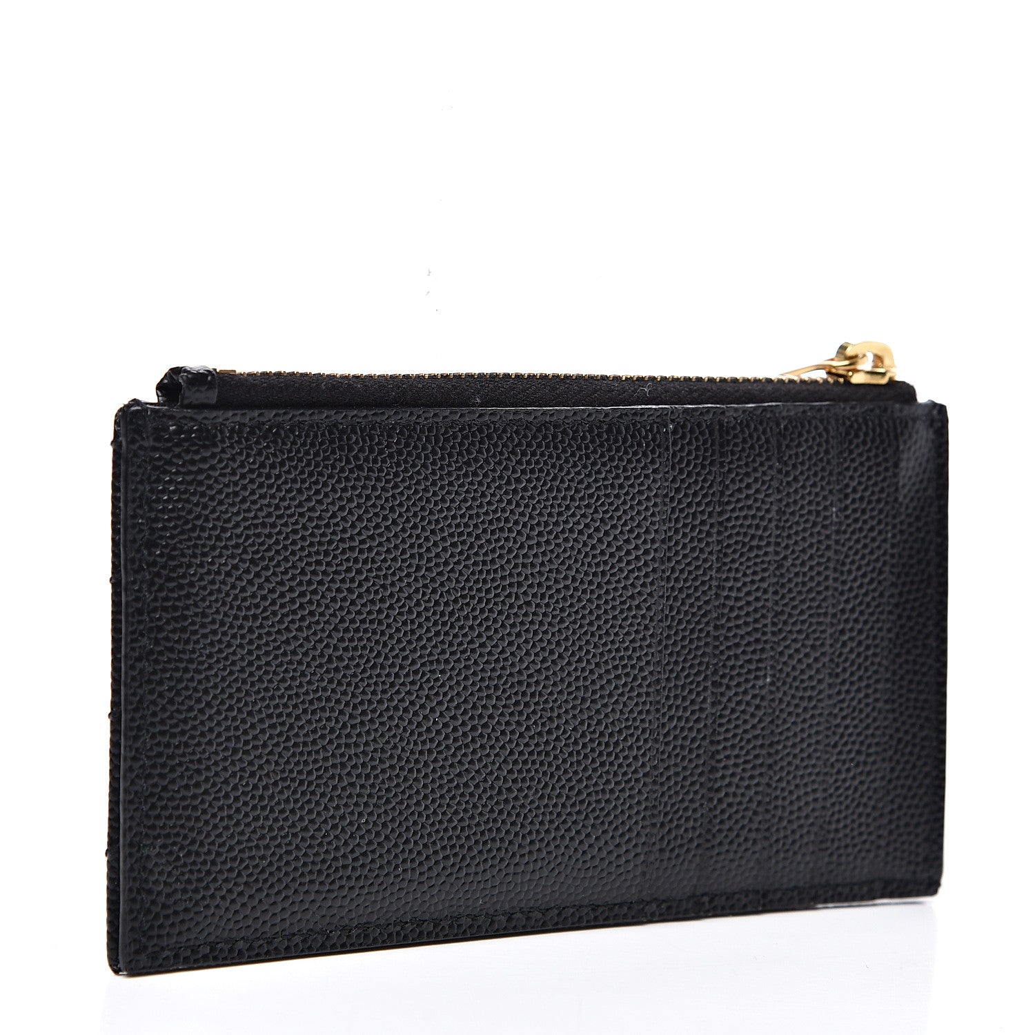 Saint Laurent Monogram Grain de Poudre 5 Fragments Zip Pouch Card Holder Black 2 of 7