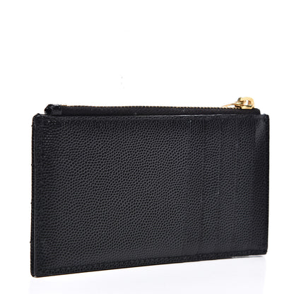 Saint Laurent Monogram Grain de Poudre 5 Fragments Zip Pouch Card Holder Black 2 of 7