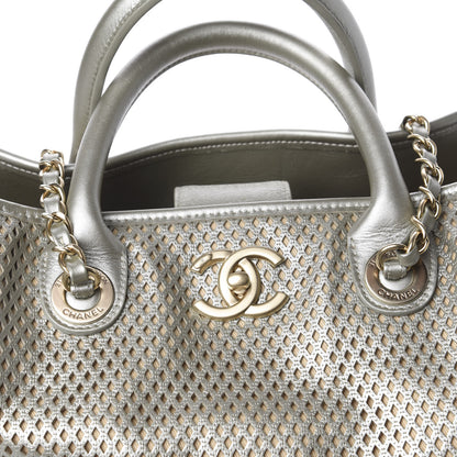 Chanel Metallic Calfskin Perforated Up In The Air Tote Silver 11 of 13