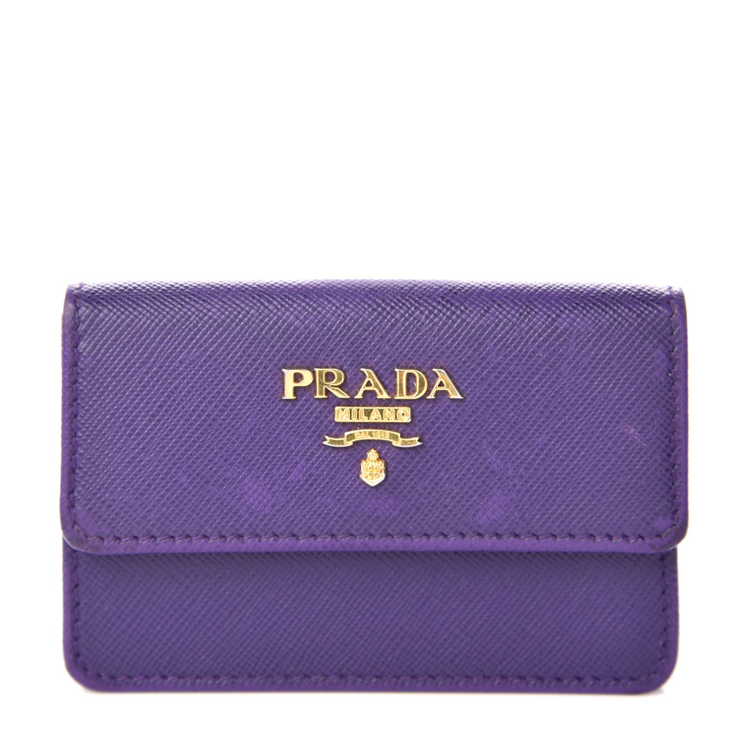 Prada Saffiano Metal Flap Card Holder Viola 1 of 8