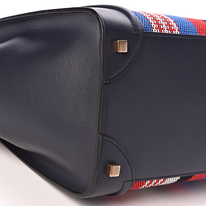 Celine Smooth Calfskin Striped Cotton Canvas Mini Luggage Navy Blue 10 of 11