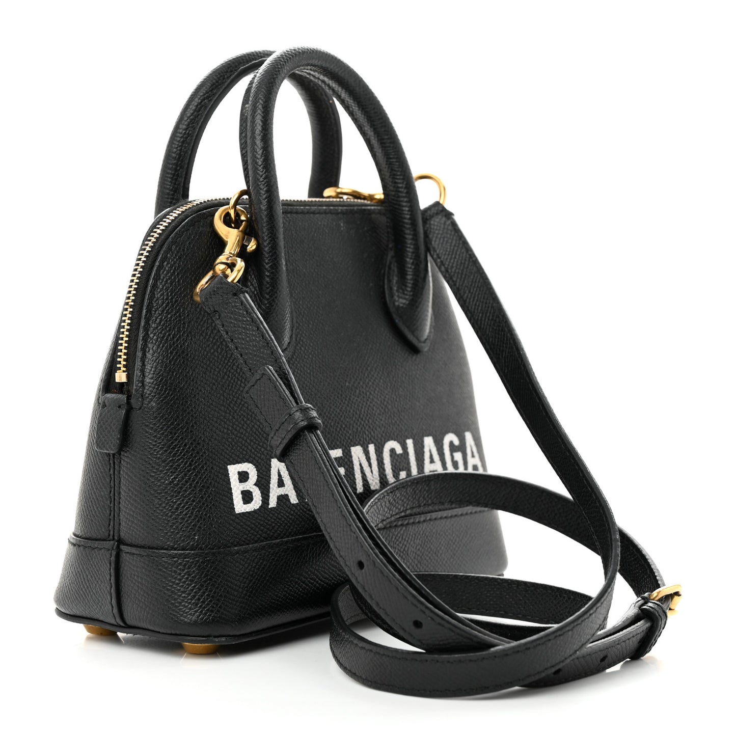 Signature Grained Calfskin XXS Ville Top Handle Bag Black White