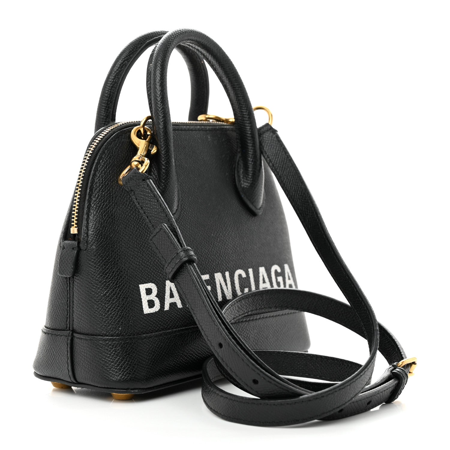 Balenciaga Signature Grained Calfskin XXS Ville Top Handle Bag Black White 3 of 15