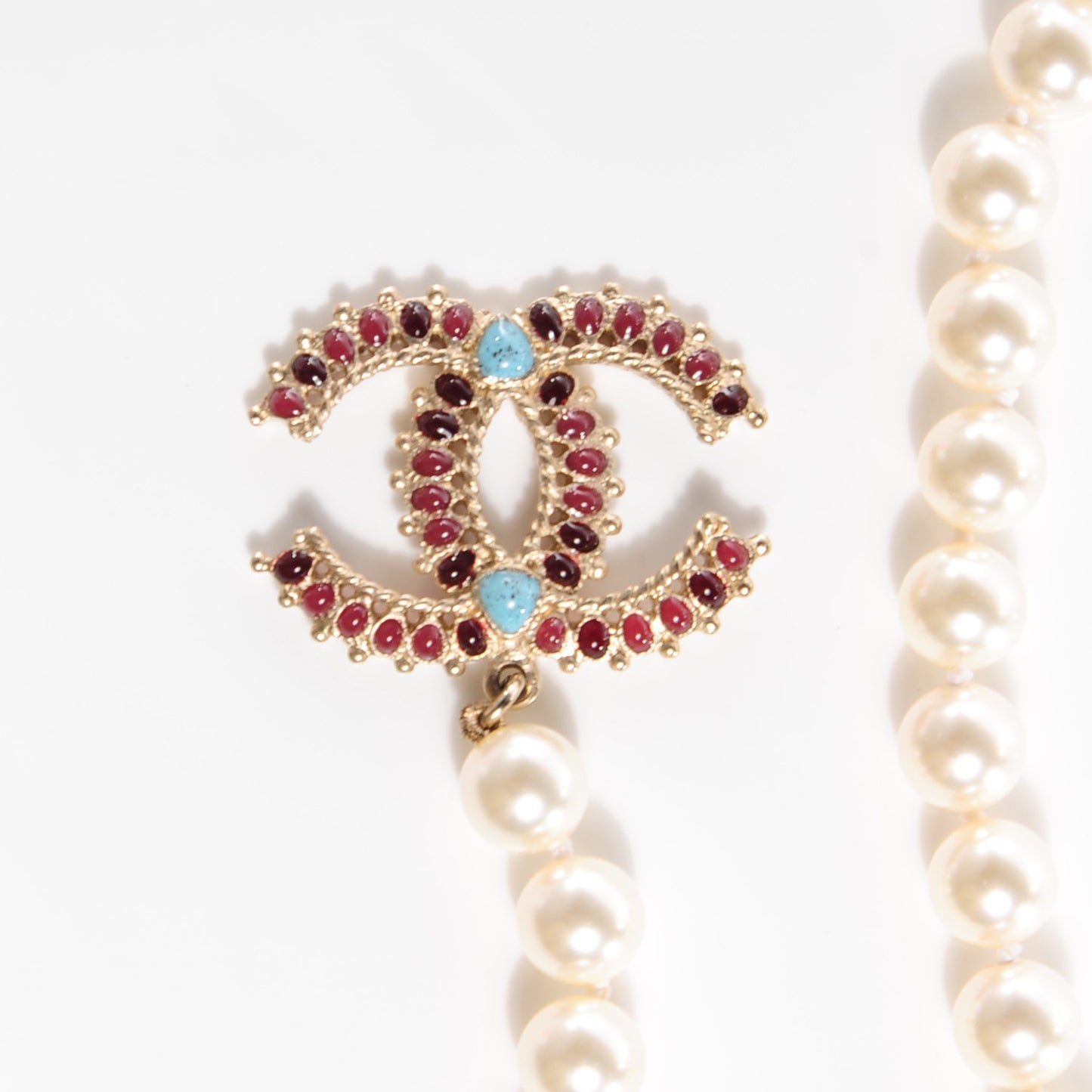 Pearl Gripoix Poured Glass Turquoise CC Belt Gold