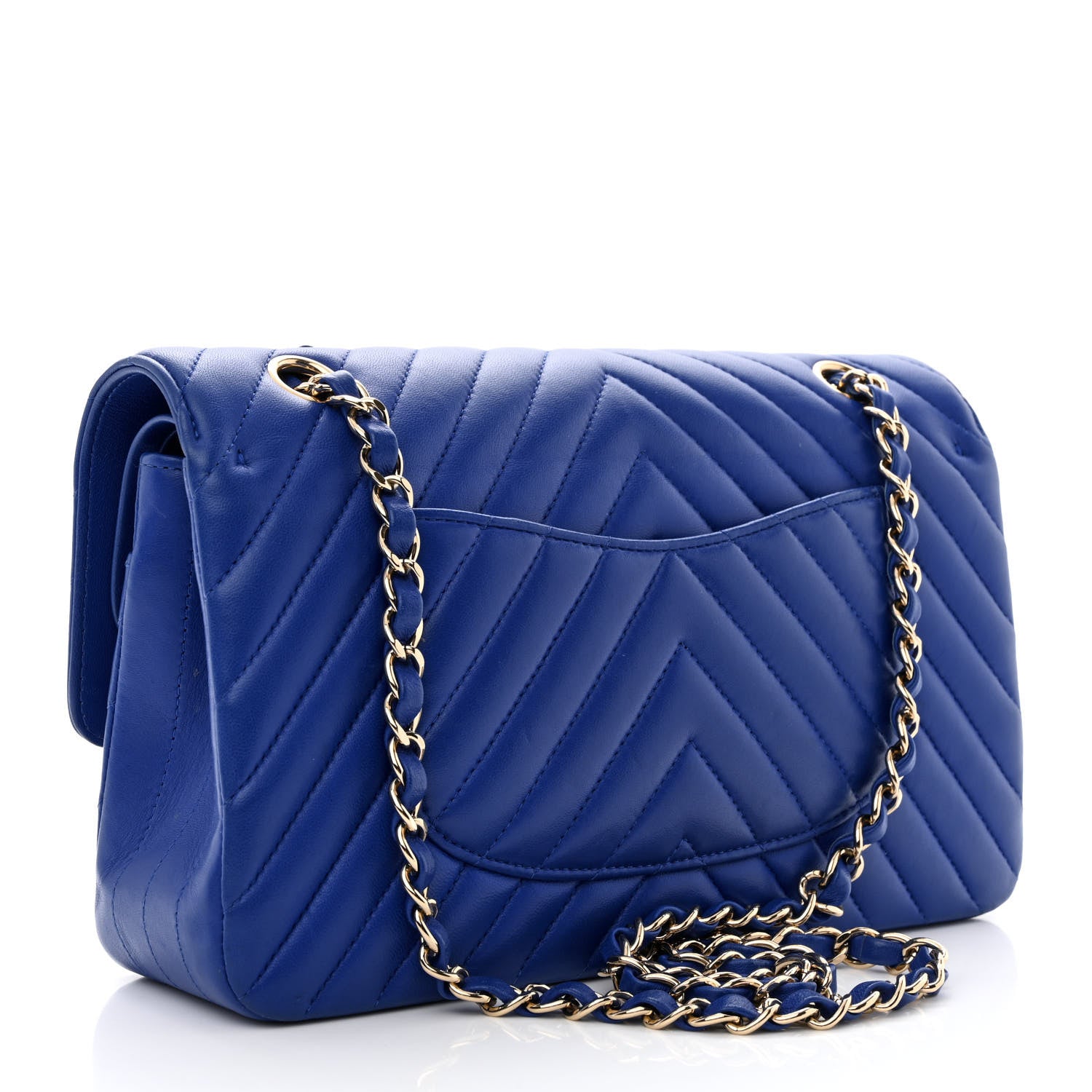 Chanel Lambskin Chevron Quilted Medium Double Flap Blue 3 of 15