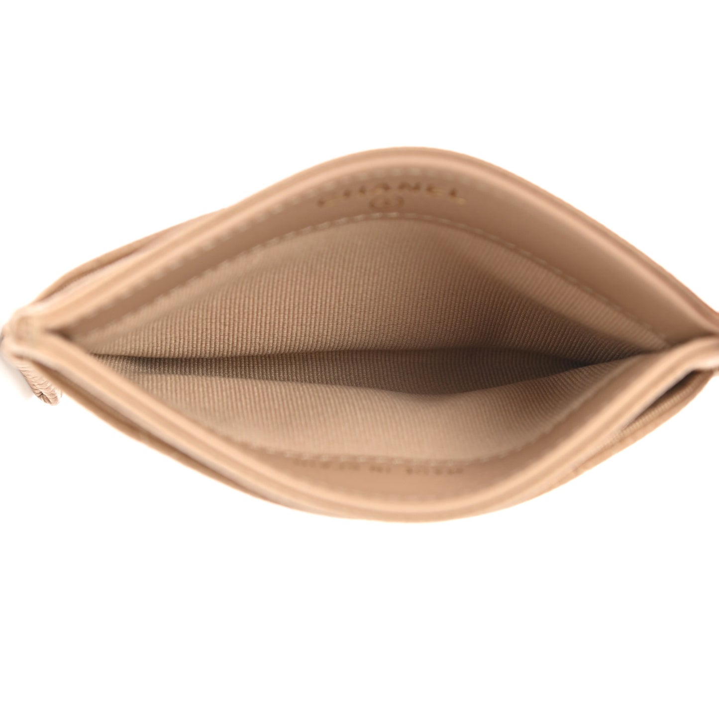 Caviar Quilted Crystal Card Holder Beige