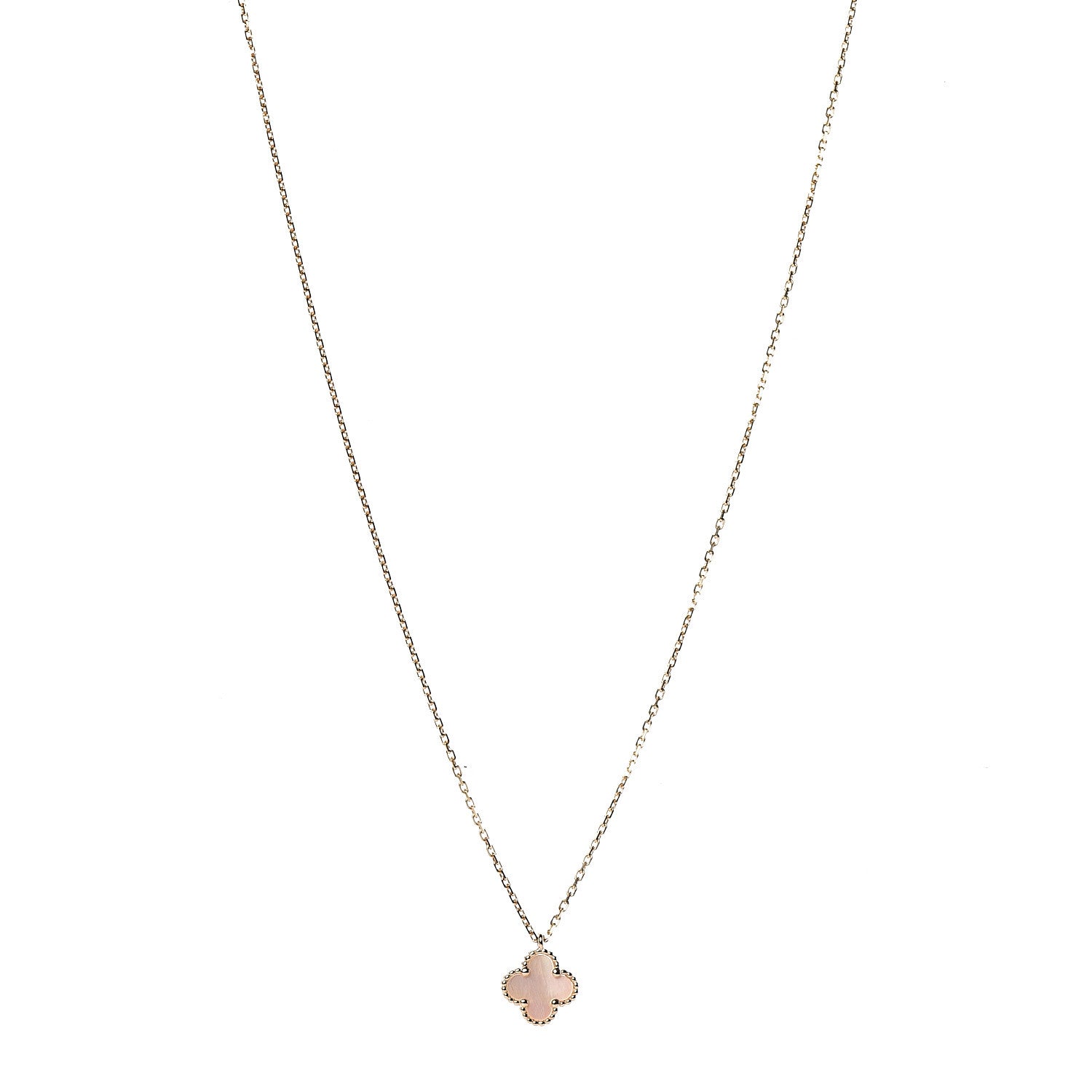 Van Cleef & Arpels 18K Yellow Gold Mother of Pearl Sweet Alhambra Pendant Necklace 1 of 6